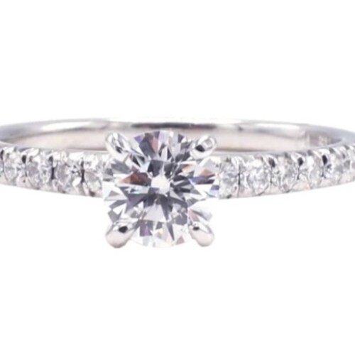 GIA Certified .60 Carat F SI2 Round Brilliant Natural Diamond 14 Karat White Gold Engagement Ring