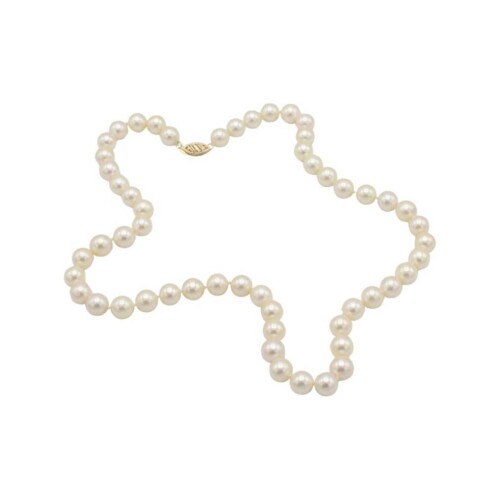 Cultured Pearl Necklace With 14 Karat Yellow Gold Clasp