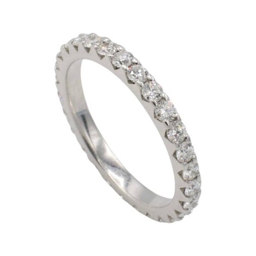 18 Karat White Gold 1.00 Carat Round Natural Diamond Eternity Band Ring