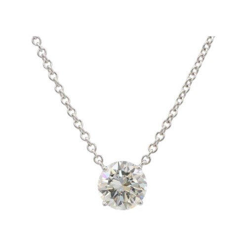 GIA Certified 1.93 Carat Round Natural Diamond Drop Necklace 14K White Gold