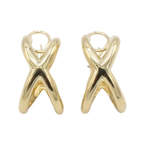 Tiffany & Co. 18 Karat Yellow Gold Large Double X Crossover Earrings By Donald Claflin