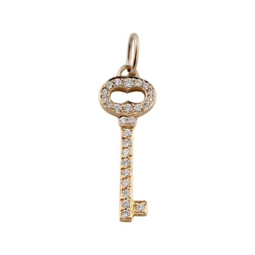Tiffany & Co. Modern Keys Open Round Key Rose Gold Natural Diamond Pendant