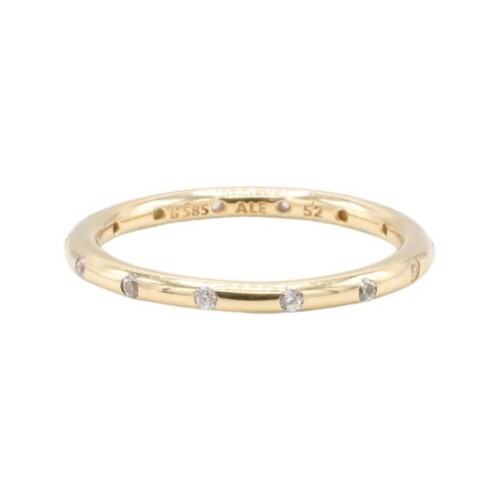 14 Karat Yellow Gold Natural Diamond Inlay Stacking Band Ring