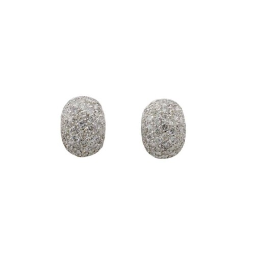 18 Karat White Gold 3.50 Carat Natural Pavé Diamond Cluster Earrings