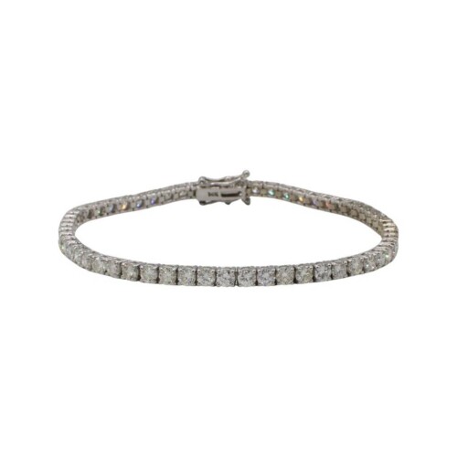 14 Karat White Gold 5.60 Carat Natural Diamond Tennis Line Bracelet