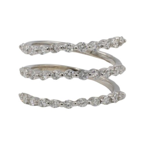 18 Karat White Gold 1.00 Carat Natural Diamond Coil Flex Band Ring