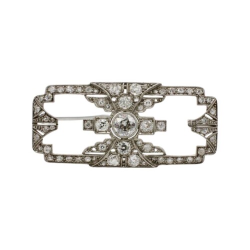 Art Deco Platinum Old European Cut Natural 3.00 Carat Diamond Brooch Pin 