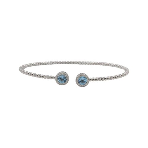 Gabriel & Co. Bujukan White Gold Blue Topaz & Natural Diamond Bangle Bracelet