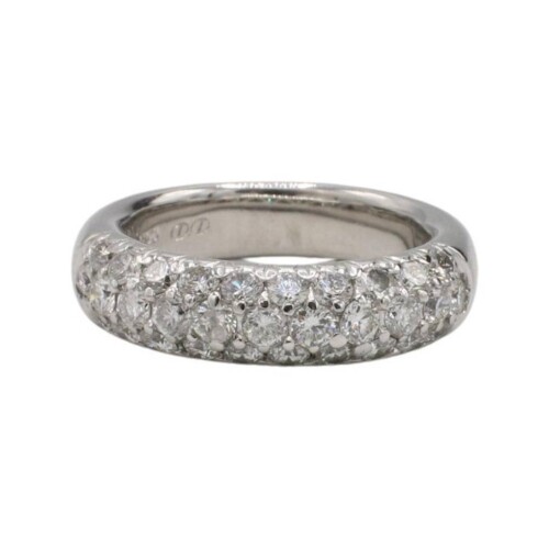 18 Karat White Gold 1.00 Carat Natural Diamond Dome Band Ring