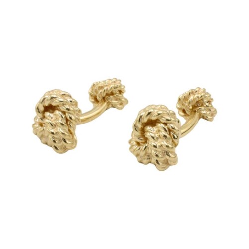 Tiffany & Co. Vintage Rope Knot Yellow Gold French Cufflinks XL