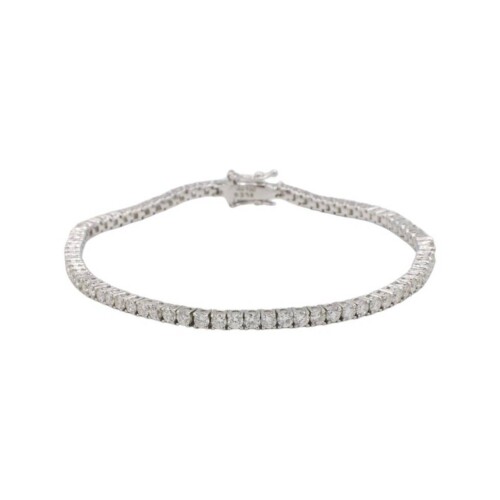 18 Karat White Gold Natural 3.38 Carat Diamond Tennis Line Bracelet
