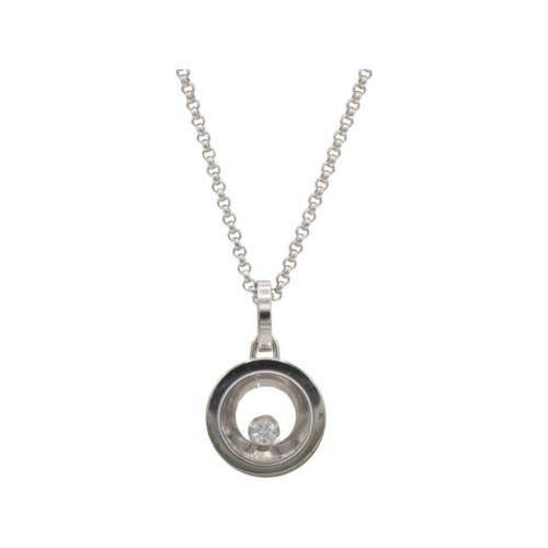 Chopard Happy Diamonds Icon 18 Karat White Gold Floating Circle Disc Pendant Necklace