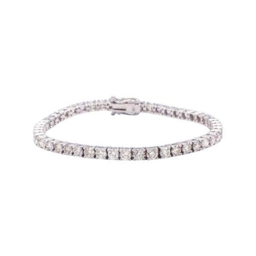 14 Karat White Gold 7.68 Carat Natural Diamond Tennis Line Bracelet