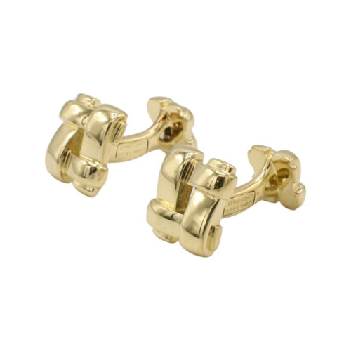 Tiffany & Co. 18 Karat Yellow Gold Vintage Biscayne Square Cufflinks 2002