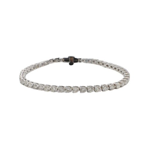 14 Karat White Gold 4.85 Carat Natural Diamond Tennis Line Bracelet