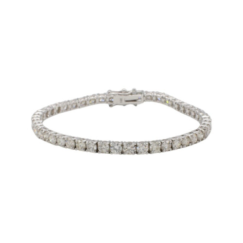 14 Karat White Gold 7.69 Carat Natural Diamond Tennis Line Bracelet