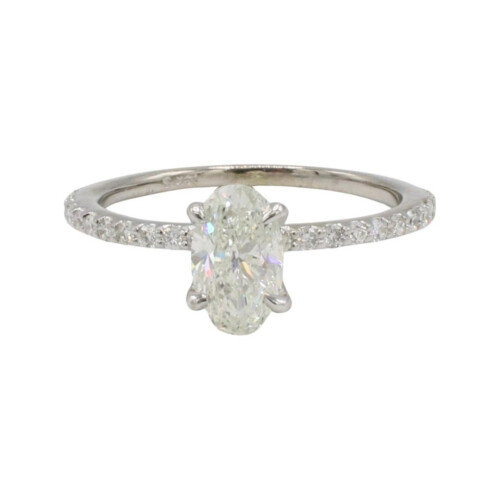 GIA Certified 0.93 Carat J VVS2 Oval Natural Diamond Engagement Ring White Gold