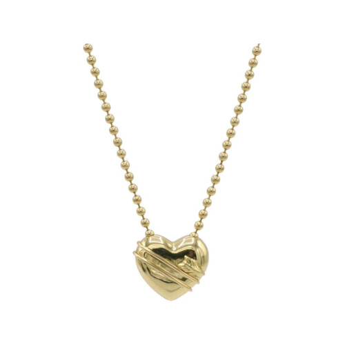 Tiffany & Co. 18 Karat Gold Puffed Heart Cupid Arrow Bead Chain Necklace 1994