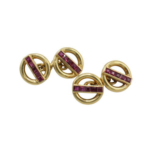 Deakin & Francis Garrard 18 Karat Yellow Gold Ruby Cufflinks