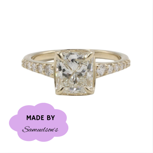 GIA Certified 1.82 Carat J SI1 Radiant Yellow Gold Natural Diamond Engagement Ring