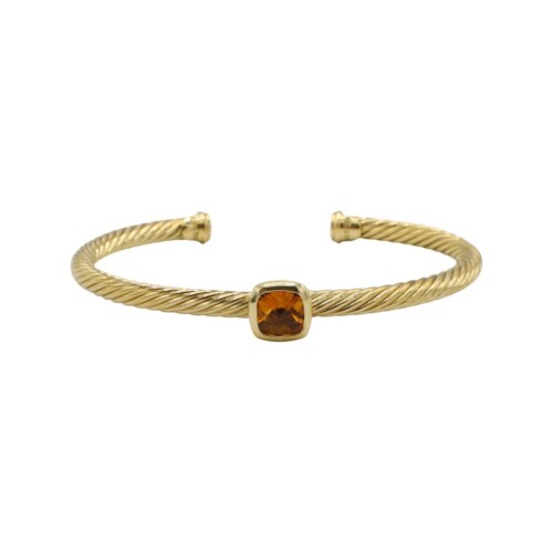 David Yurman 18 Karat Yellow Gold Cable Classic Citrine Bangle Bracelet