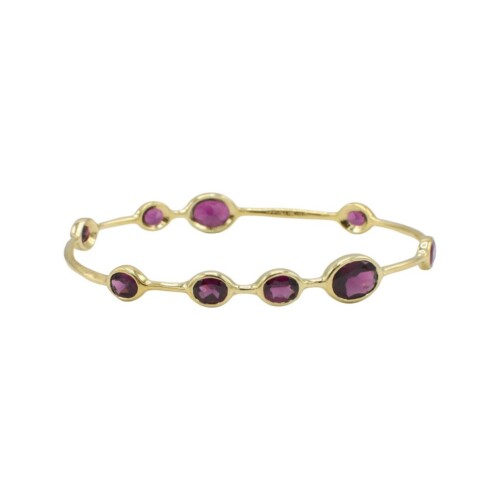 Ippolita 18 Karat Yellow Gold Rubellite Pink Tourmaline Rock Candy Station Bangle Bracelet