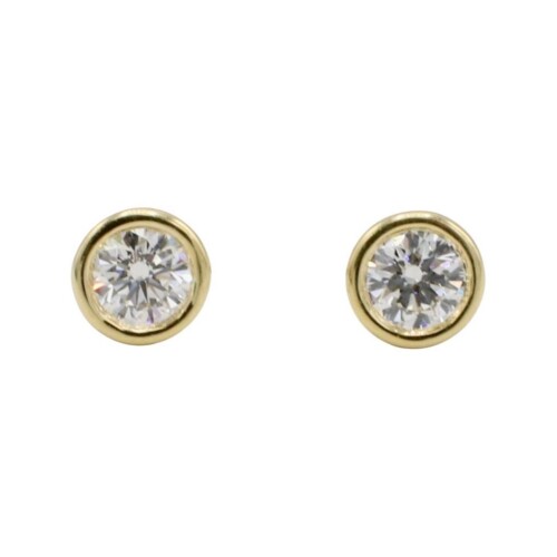 Tiffany & Co. Elsa Peretti Yellow Gold 1.10 Carat Natural Diamond Stud Earrings