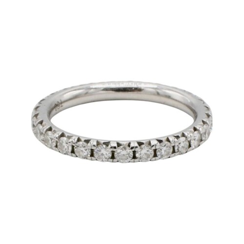 18 Karat White Gold Natural Round Diamond Eternity Band Stackable Ring