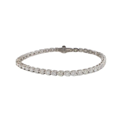 14 Karat White Gold 4.92 Carat Round Natural Diamond Tennis Line Bracelet