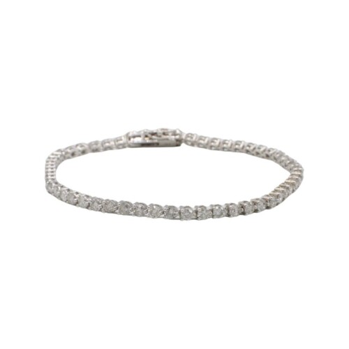 14 Karat White Gold Natural 4.29 Carat Round Diamond Tennis Line Bracelet