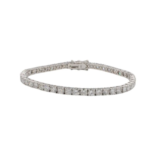 14 Karat White Gold 6.55 Carat Round Natural Diamond Tennis Line Bracelet