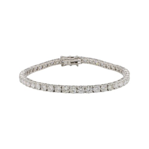 14 Karat White Gold 8.01 Carat Natural Round Diamond Tennis Line Bracelet
