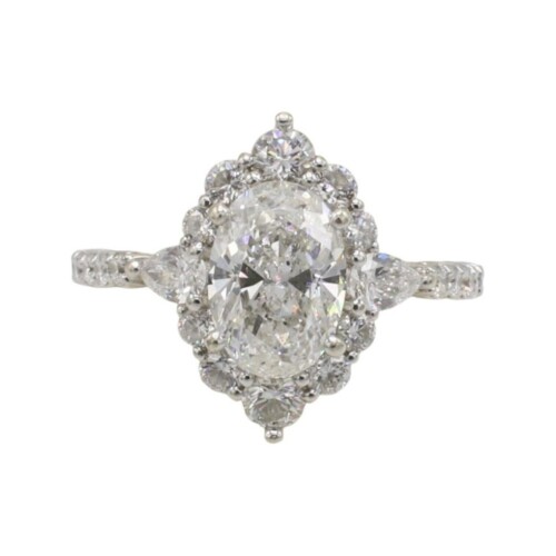 GIA Certified 1.15 Carat F SI1 Oval Natural Diamond Halo Engagement Ring