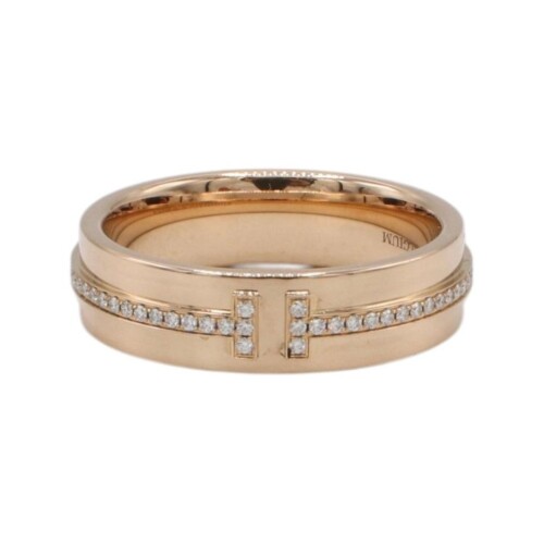 Tiffany & Co. Tiffany T 18 Karat Rose Gold Diamond "T" Band Ring