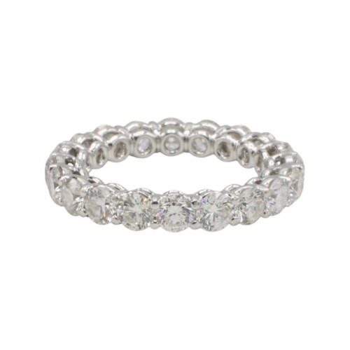 18 Karat White Gold 3.50 Carat Natural Round Diamond Eternity Band Wedding Ring