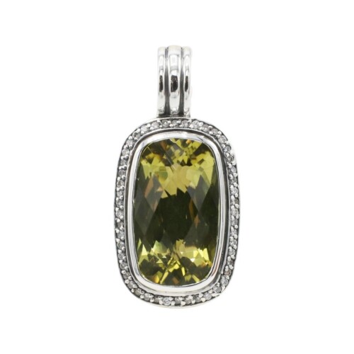 David Yurman Albion Sterling Silver Lemon Citrine & Natural Diamond Enhancer Pendant