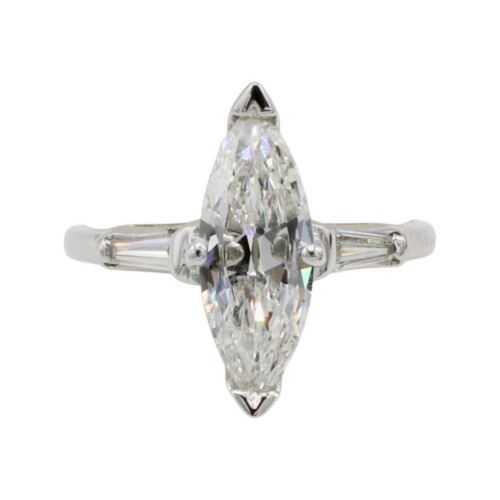 GIA Certified 1.57 Carat H SI2 Natural Marquise Engagement Ring