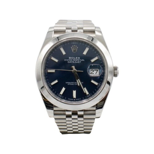Rolex Oyster Perpetual Datejust 41 Stainless Steel Blue Index Jubilee Bracelet 126300 Box & Papers