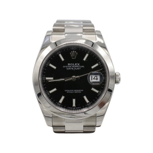 Rolex Oyster Perpetual Datejust 41 Stainless Steel Oyster Bracelet Black Index 126300 Box & Papers