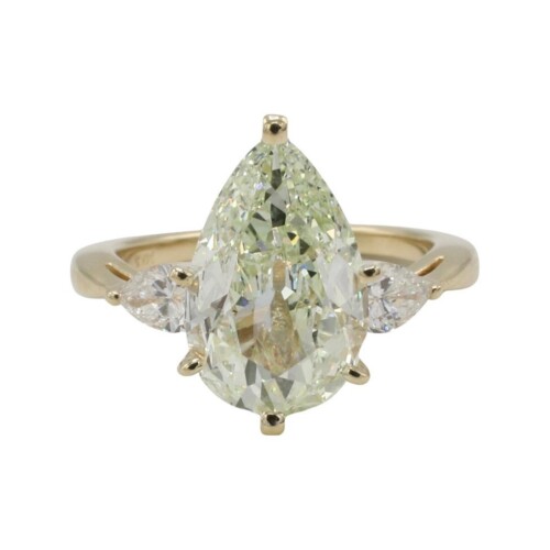 GIA Certified 3.56 Carat Antique Pear Shape Light Yellow VVS2 Natural Diamond Engagement Ring