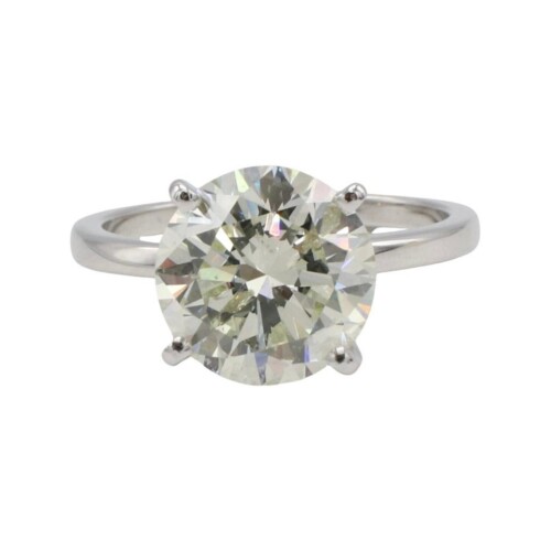 GIA Certified 4.63 Carat M I1 Round Brilliant Natural Diamond Engagement Ring