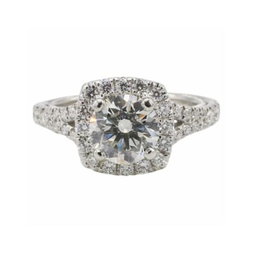 GIA Certified 1.52 Carat I SI2 Round Natural Diamond Halo Platinum Engagement Ring