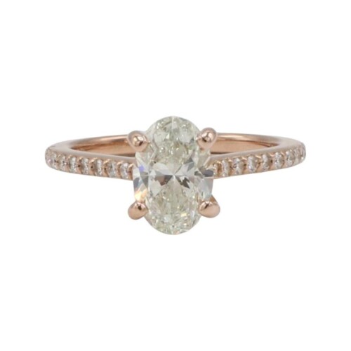 GIA Certified 1.30 Carat J VS1 Oval Natural Diamond Rose Gold Scott Kay Engagement Ring
