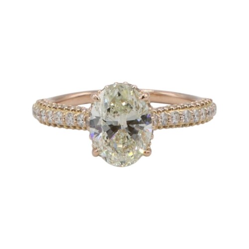 GIA Certified 1.60 Carat K SI1 Oval Natural Diamond Rose Gold Ritani Engagement Ring