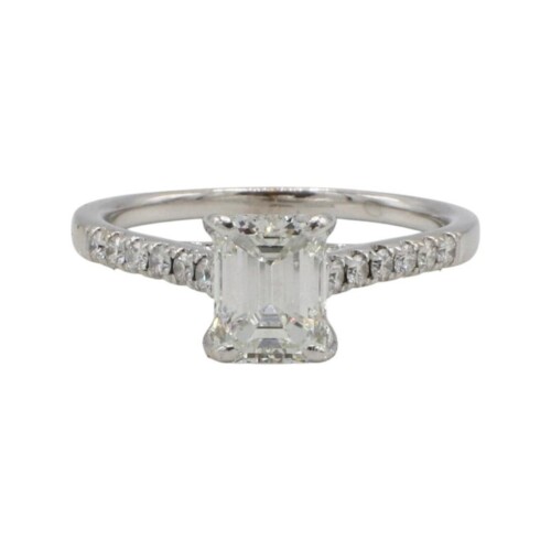 GIA Certified 1.51 Carat H VS1 Emerald Cut Natural Diamond Engagement Ring
