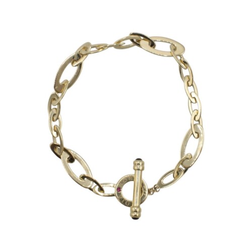 Roberto Coin 18 Karat Yellow Gold Oval Link Chain Toggle Closure Bracelet