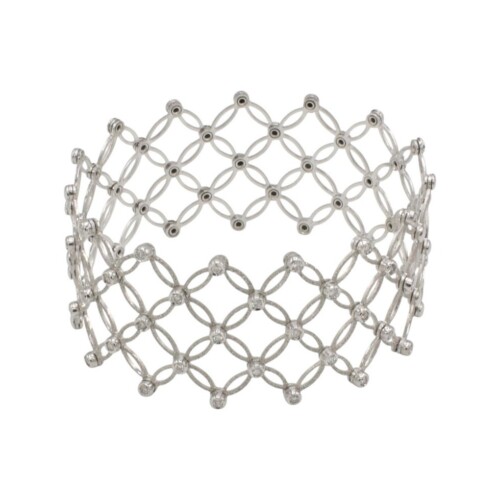 18 Karat White Gold Natural Diamond Flex Stretch Adjustable Bangle Bracelet