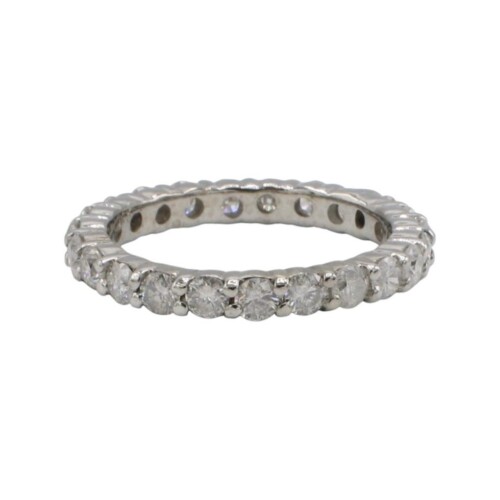 Platinum 2.00 Carat Natural Round Diamond Eternity Wedding Band Ring